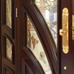 Enterance Front Exterior Double Wood Doors With Glass Design