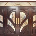 Exterior Double Wood Doors With Glass Design